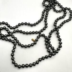 Lauren Ralph Lauren Black Pearl Beaded Necklace LRL Logo Stamped Long Layering
